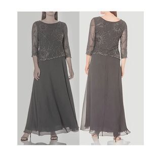 J Kara Women's 3/4 Sleeve Beaded Dress